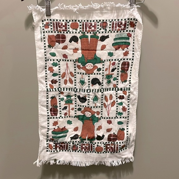 Vintage Other - Vintage 1990s Kitchen Towel Tassel 100% Cotton Fall Autumn Season Dish Tea Towel
